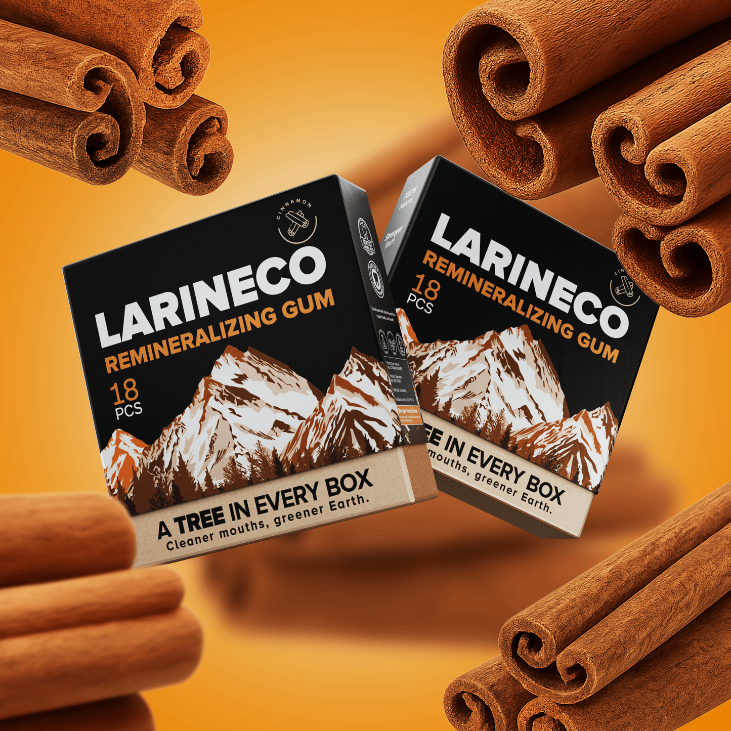 Larineco Remineralizing Gum with Cinnamon, 18 pcs
