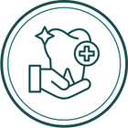 Healthy tooth icon in hand