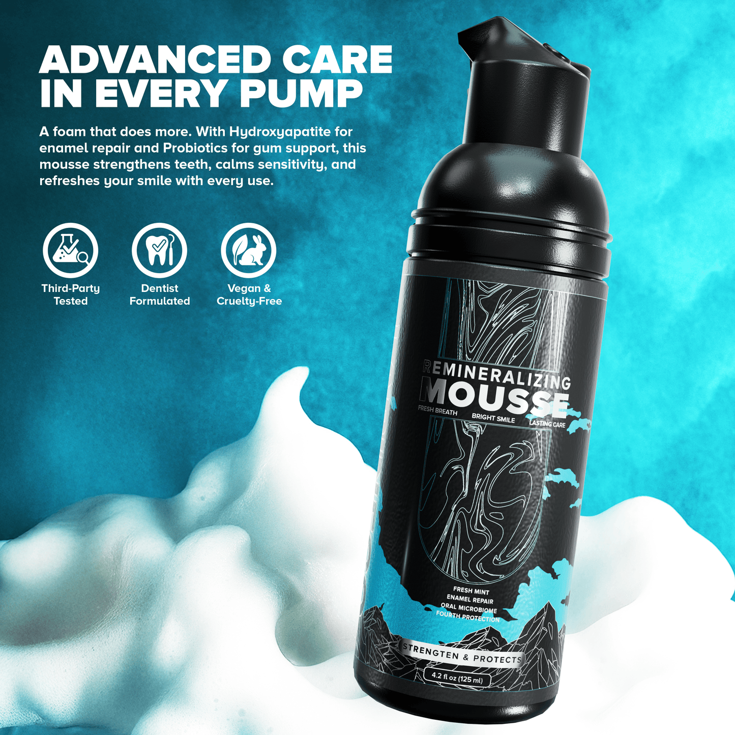 Remineralizing Mousse foam for enamel repair and fresh breath