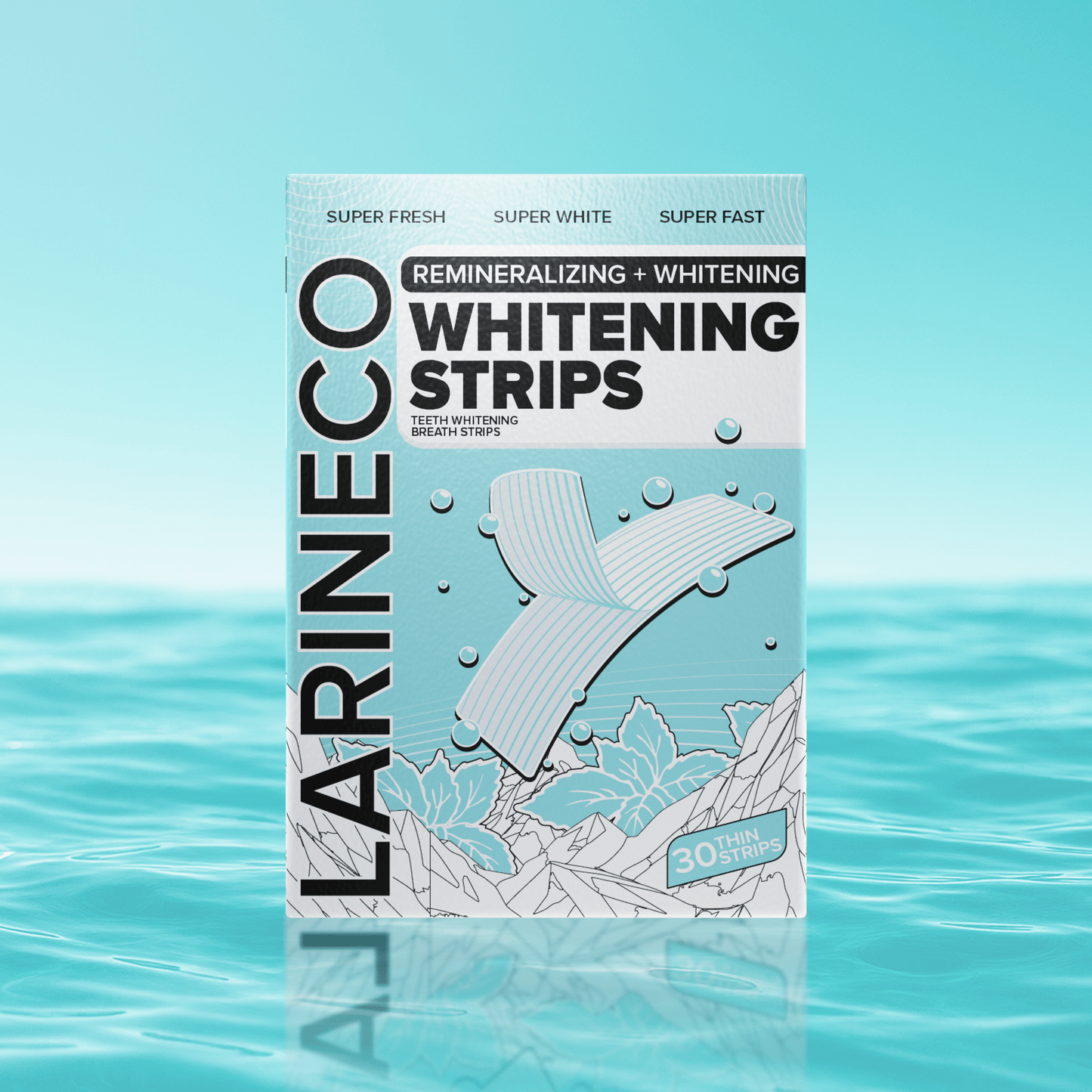 Whitening strips box with 30 teeth whitening strips